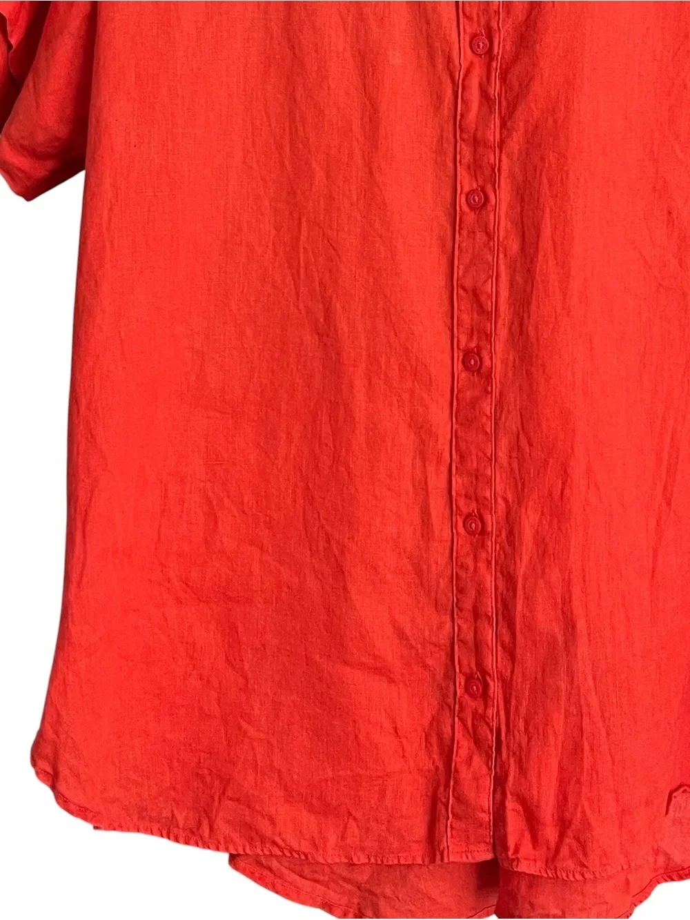 Lauren Ralph Lauren Black Label 100% Linen Button Down Shirt L Orange Red Dolman